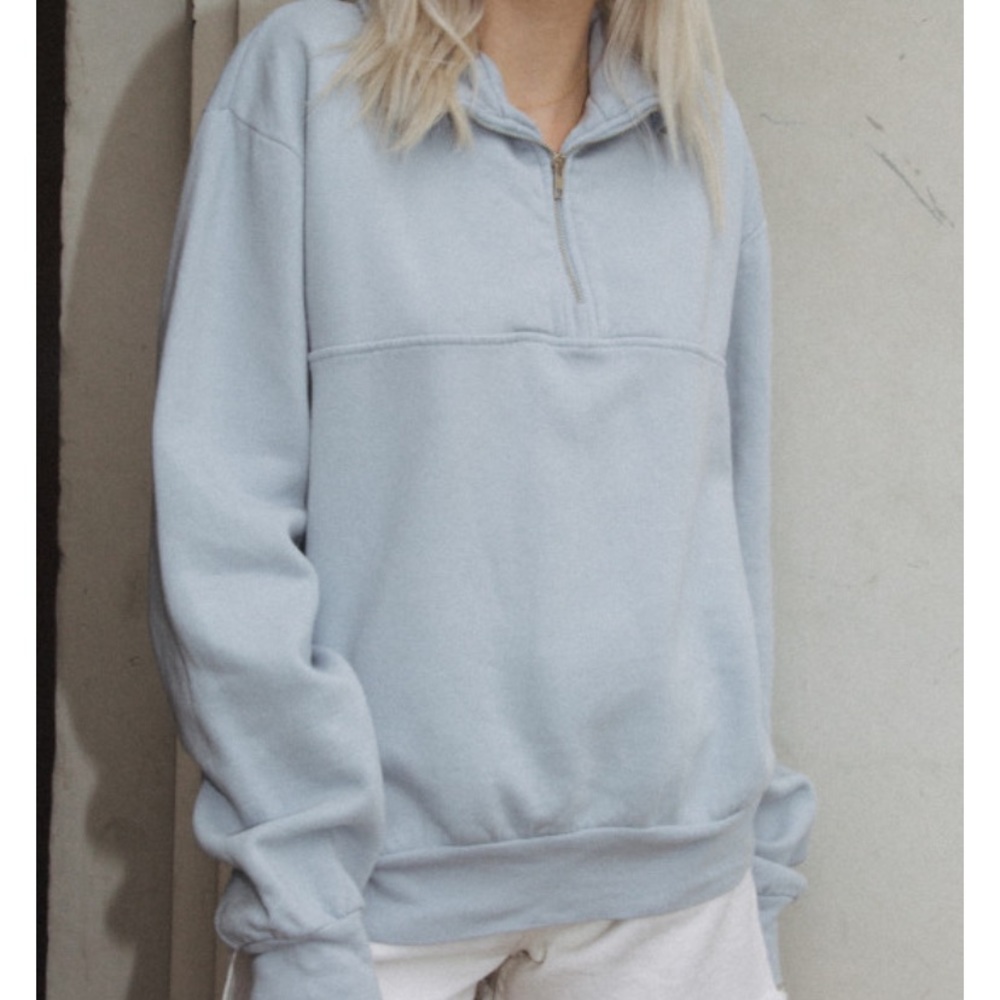 brandy melville light blue half zip missy sweater